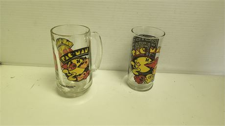 2 Vintage Pac-Man Drinking Glasses
