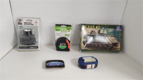 Ford Belt Buckle & Tools & Miniature Tank Model Kit