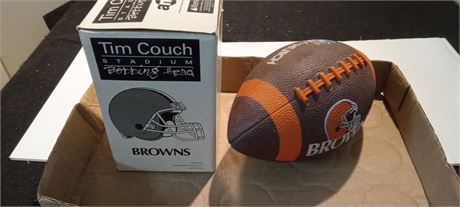 Browns Football & Bobble Head. Bobble Head Is broken