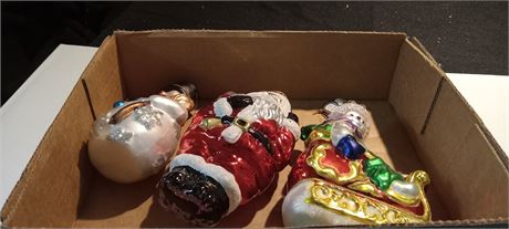 3 Vintage Blown Glass Christmas Ornaments