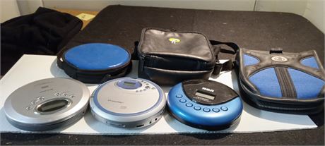 Lot Of Portable CD Players & Headphones & Cases