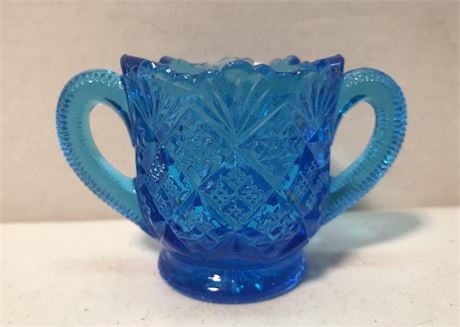 Vintage Westmoreland Blue Diamond & Fan Mini Sugar