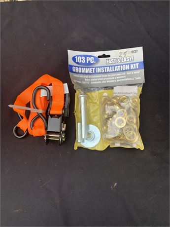 103 Piece Grommet Installation Kit And Ratchet Tie Down Strap