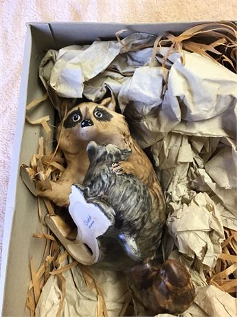 Vintage Goebel Mother's Series Figurines Raccoon And Baby