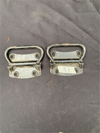 Set of Two Vintage Metal Handles Hardware For Wooden Box Or Trunk