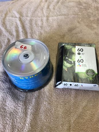 Dynex 50pk DVD-R Disks Sealed And An HP Printer Replaceable Ink 60