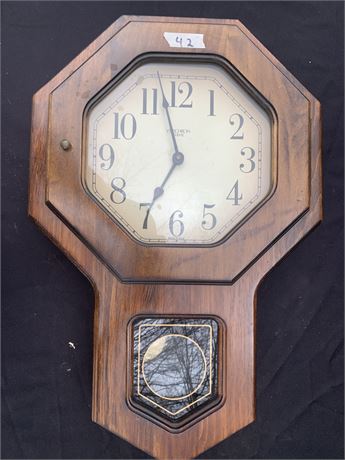Vintage Wooden Regulator Clock By Harris Mallow Products