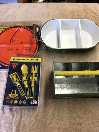 John Deere Tray And Utensil Caddy Construction Plate And Silverware
