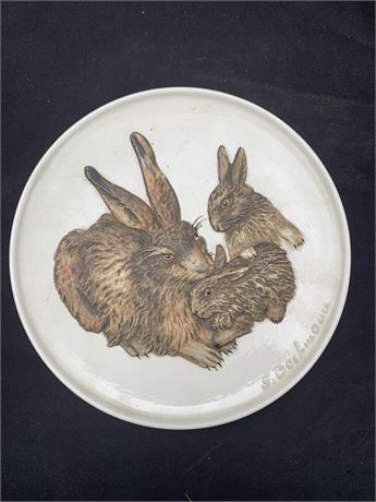 Vintage Goebel Mother's Series Collector Plate 1975 1st Ed Rabbit And Babies