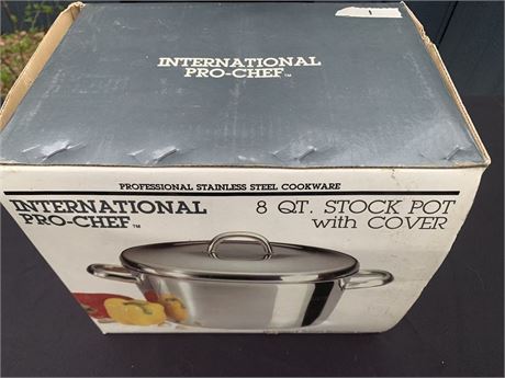 International Chef 8 QT Stainless Steel Cookware Stock Pot