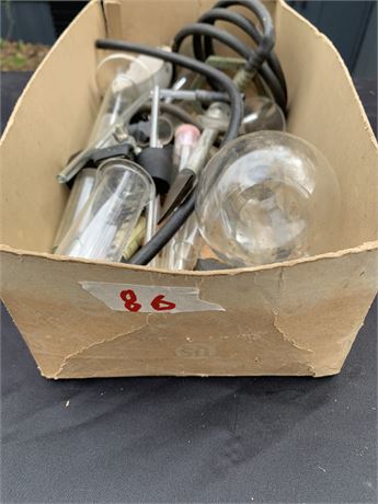 Vintage Chemistry Lab Lot With Pittsburgh Bunson Burner Beakers And Tubing