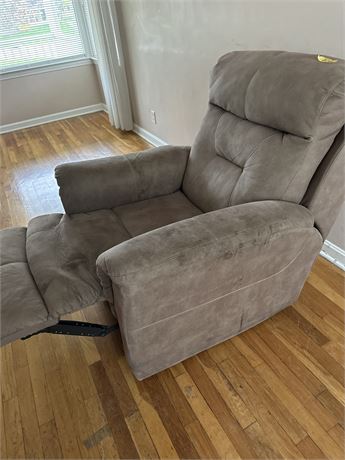 suede overstuffed recliner