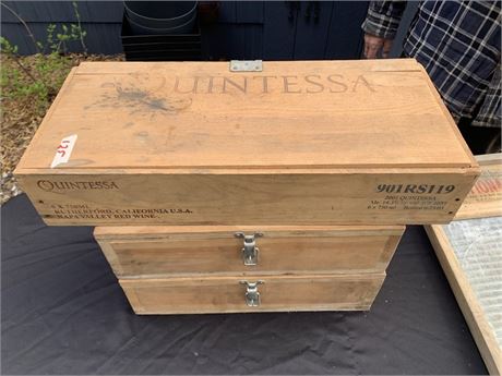 Lot Of 3 Vintage Handmade Wood Wine Boxes Drawers
