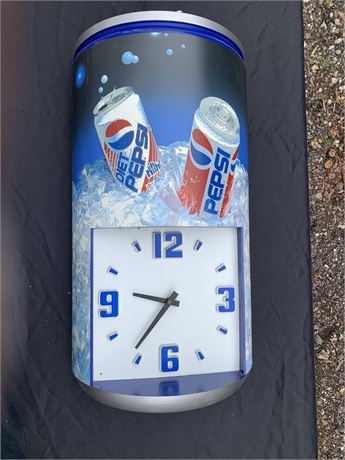 Vintage Pepsi Cola Plastic Soda Can Wall Clock Store Display Memorabilia