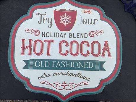 Christmas Or Winter Holiday Hot Cocoa Metal Sign Wall Art Or Decor
