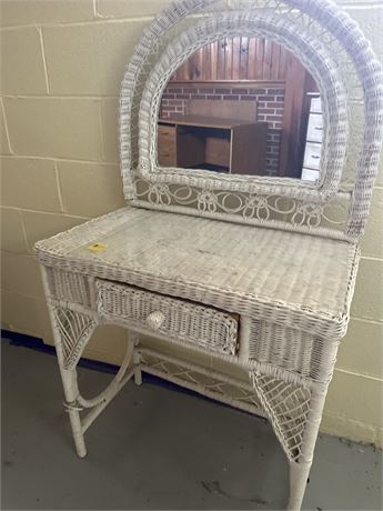wicker vanity and mirror