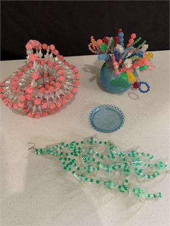 Vintage Pin Bead Craft Lot Various Types Colors Sizes Of Beads