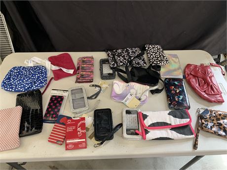 Wallet Phone Case And Cosmetic Makeup Bag Lot Various Sizes And Colors