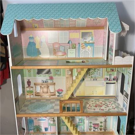 Georgia Peach Three Level Dollhouse By Kid Kraft Comes With Doll Furniture