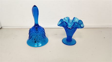 Unmarked Blue Vase & Blue bell