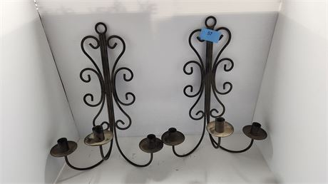 2 Vintage Metal Candle Holders