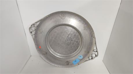 Large Aluminum Forged Tray With Flowers & Handles