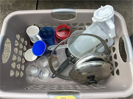 basket of miscellaneous housewares