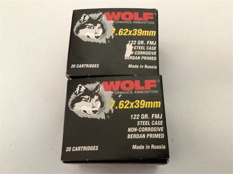 2 Boxes 7.62 X 39 mm ammo 60 rounds