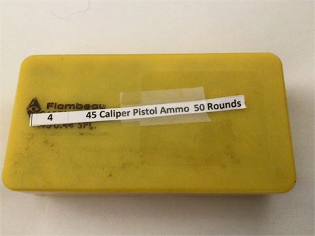45 Caliper Pistol Ammo 50 rounds