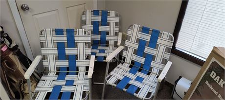 3 Vintage Aluminum Lawn Chairs. In Good Condition