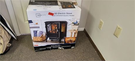 Mainstays 3D Electric Stove With Infrared Quartz Heater. Box Damaged