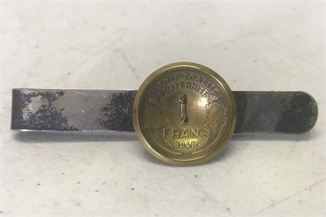 1941 France 1 Franc Tie Clip