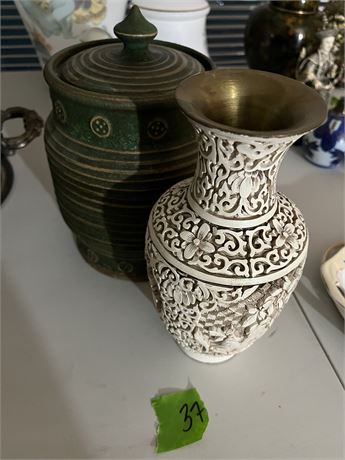 Ivory Dynasty Carved Vase, Pottery
