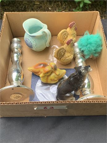 Mixed Lot Goebel Salt Pepper Shakers Avon Lefton Troll Doll Chickens Figurines