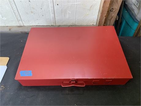 Red Metal Parts Organizer Case with Plastic Divider Insert