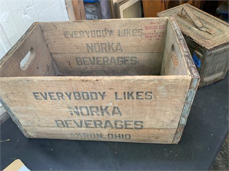 Vintage Norka Beverages Wooden Crate Made By Duncan Box & Lumber Co. Akron Ohio