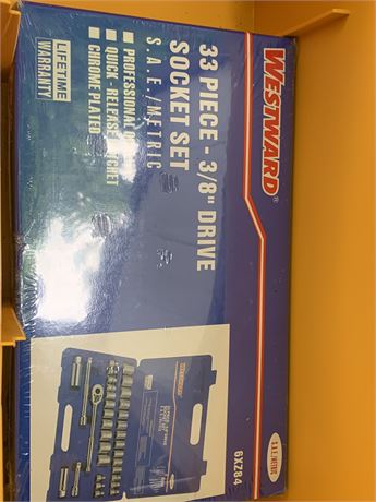 Plastic Tool Box with Assortment of New Unused Tools