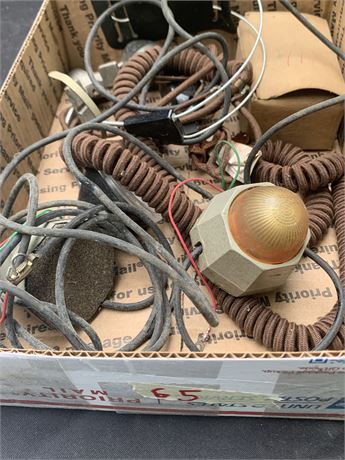 Vintage Field Crank Electric Telephone Parts Lot Headphones Misc