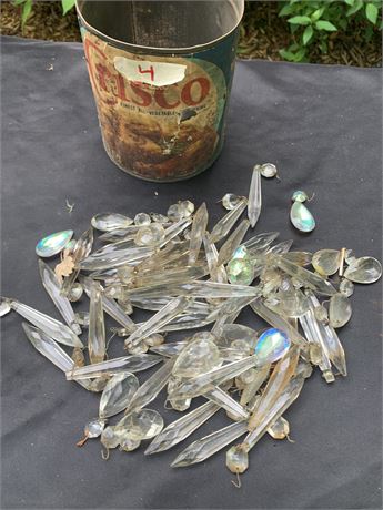 Vintage Glass Dangle Lamp Clear Gems Lot Gems Only Varying Sizes