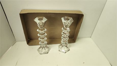 2 Lead Crystal Candle Holders. Heavy & Great Shape