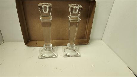 2 Lead Crystal Candle Holders