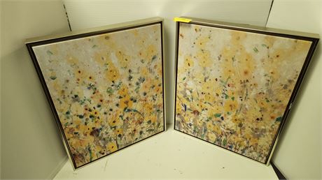 2 Vintage Flower Paintings