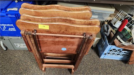 4 Wood TV Trays With Holder