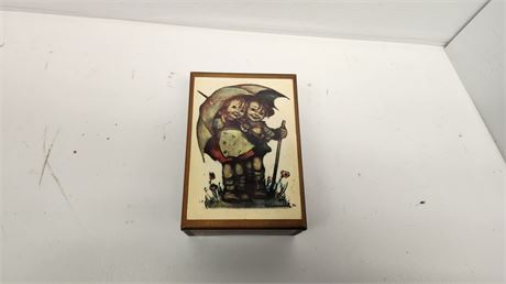 Vintage Wood Music Box. TESTED AND WORKS