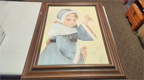 Large Framed Girl Painting