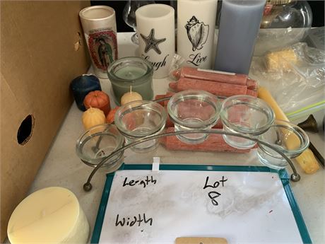 Misc Candle and Candle Holder Lot Different Sizes and Colors