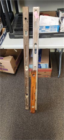 3 Vintage Wooden Levels