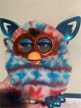 Furby Boom Festive Sweater Pattern Red White Blue Patriotic Blue Ears and Tail