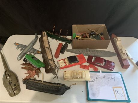 Vintage Models Lots For Parts And Repair Cars Boats Planes Helicopter Tank