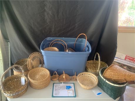 Wicker Basket Lot Various Colors Sizes And Styles